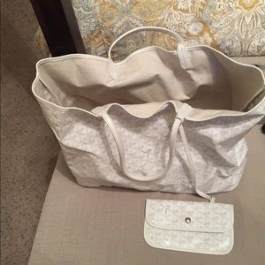 White Goyard St Louis Large Tote